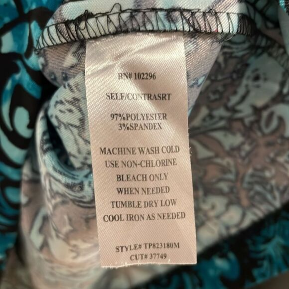 Connected Apparel Sleeveless Floral Bodycon Midi Dress Black & Turquoise Size 10 - Picture 9 of 9